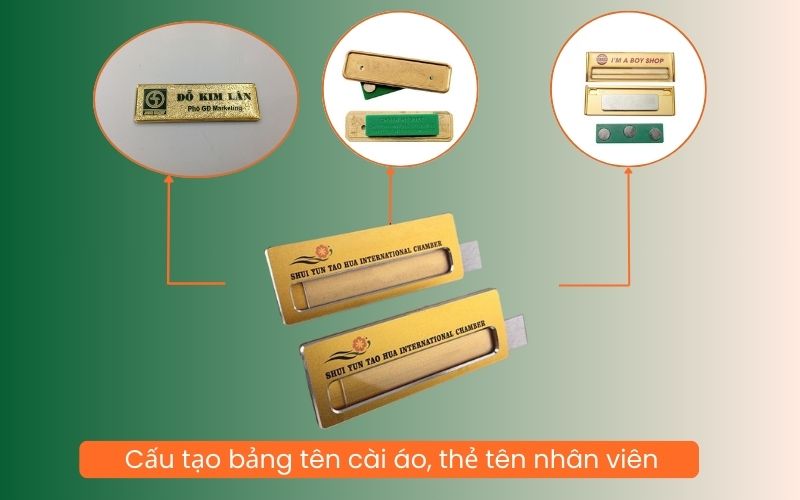 Cấu tạo bảng tên cài áo, thẻ tên nhân viên 