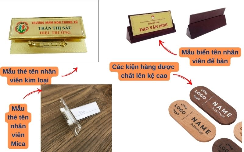 Một số loại bảng tên cài áo, thẻ tên được sử dụng phổ biến