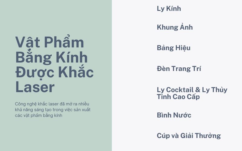 Một Số Vật Phẩm Bằng Kính Được Khắc Laser